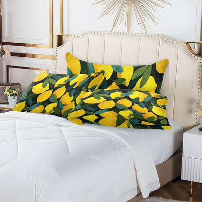 Pillow Covers 1 Pack Pillowcase with Zipper Standard Size Fluffy Pillow Cases 20x26 Inch Decorative Rectangle Yellow Lemons Black