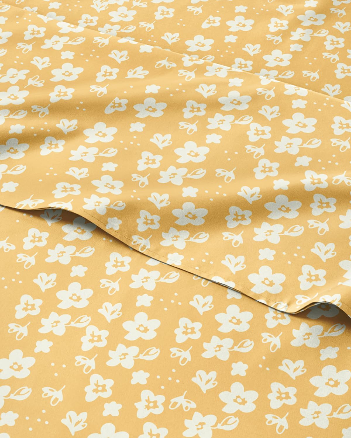 Twin XL 3 Piece Floral Sheet Set - Breathable & Cooling - Yellow Meadow