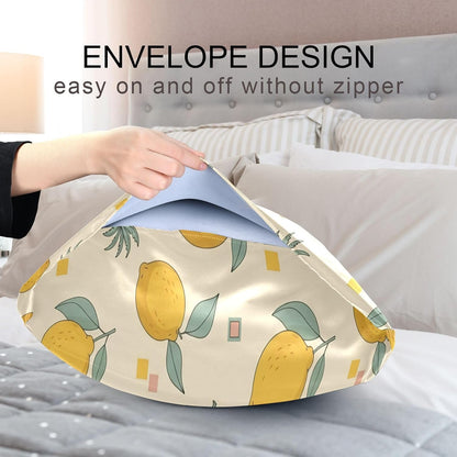 Ripe Yellow Lemon Satin Pillowcase for Hair and Skin Soft Breathable Wrinkle-Free Pillow Cases with Envelope Closure Cooling Pillow Covers for Sleeping Standard Size