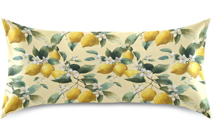 Satin Pillowcase 1 Pack Lemon Yellow Citrus Fruits (25) Similar to Silk Pillow Cases, 20" x 26" Soft Smooth Breathable Cool Pillow Cover for Hair and Skin, Standard Size