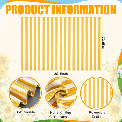 2' X 3' Yellow and White Fall Vertical Stripe Outdoor Rug