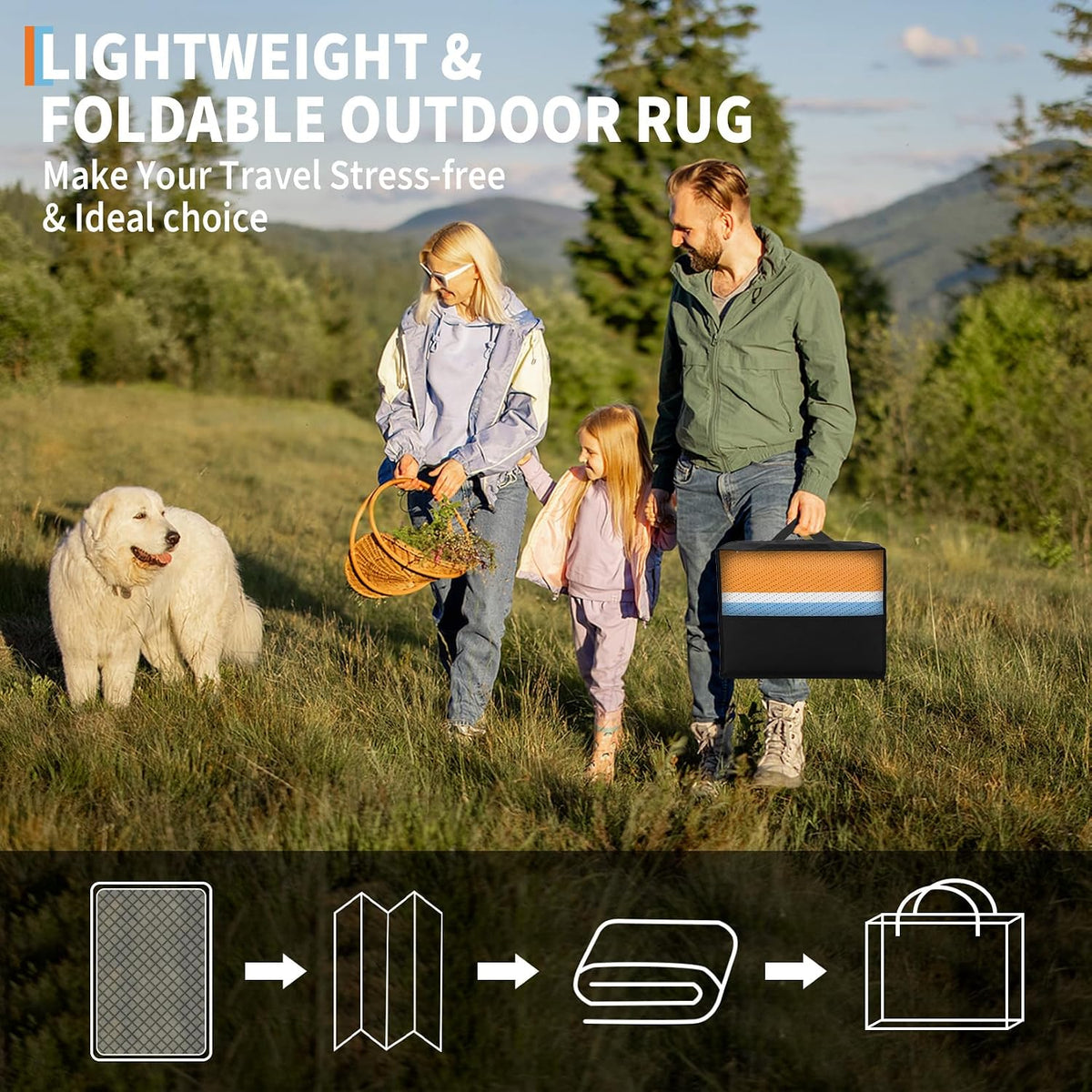 8x10 Large Outdoor Rug Waterproof for Patio Plastic Straw Rug Geometric Stripe Indoor Outdoor Area Rug Modern Lines Camping Rugs for RV Porch Deck Backyard Balcony, Orange Yellow Blue White