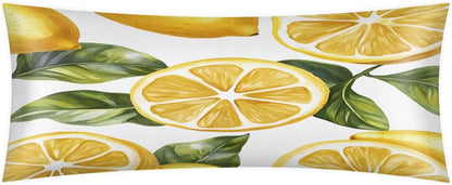 Lemon Yellow Body Pillow Covers Decorative Soft Bedding Satin Pillowcase with Zipper Closure Cooling Breathable Long Pillow Case-21"x 54"