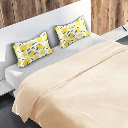 Lemon Slices Satin Pillowcase with Envelope Closure Yellow Standard Size Pillow Case, Silky Pillow Cover for Home Bedroom Sofa 20x26 in