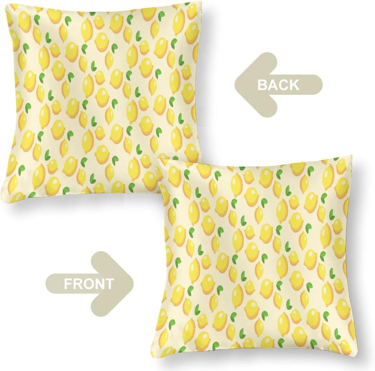 Satin Throw Pillow Covers Yellow Sweet Lemon Throw Pillow Cover Square Fresh Lemons Fruit Throw Pillow Cases Hidden Zipper for Home Bed Sofa 16"x16" Cooling Summer Pillow Covers