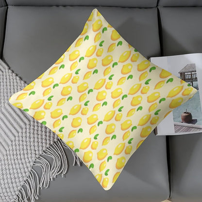 Satin Throw Pillow Covers Yellow Sweet Lemon Throw Pillow Cover Square Fresh Lemons Fruit Throw Pillow Cases Hidden Zipper for Home Bed Sofa 16"x16" Cooling Summer Pillow Covers