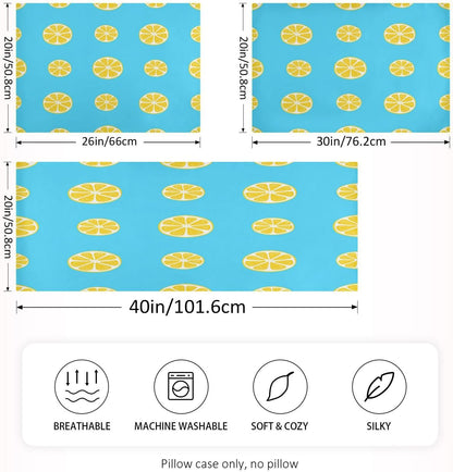 Yellow Lemon Slices Satin Pillowcase, Softer Than Silk Pillow Cases - Smooth Cooling Satin Pillow Cover with Envelope Closure, Standard Size (20"x26")