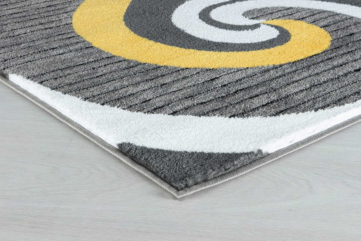 Modern Area Rug Swirls Carpet Bedroom Living Room Contemporary Dining Accent Sevilla Collection 4817A (Yellow, 8x10)