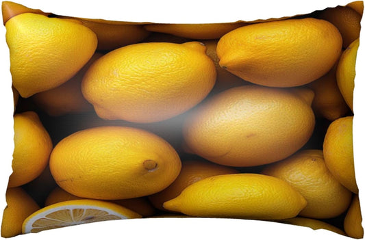 Yellow Lemons Satin Pillowcase with Zipper Queen Size Pillow Cover 20"x30" Silk Pillow Case for Hair and Skin Cooling Pillowcase