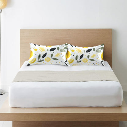 Yellow Lemons Satin Pillowcase for Hair and Skin Body Bedding Pillow Case Standard Size 20"X26" Decorative Pillows Cases with Envelope Closure for Pillow