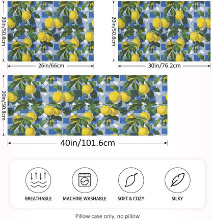 Satin Pillowcase 1 Pack Lemon Yellow Citrus Fruits (34) Similar to Silk Pillow Cases, 20" x 26" Soft Smooth Breathable Cool Pillow Cover for Hair and Skin, Standard Size