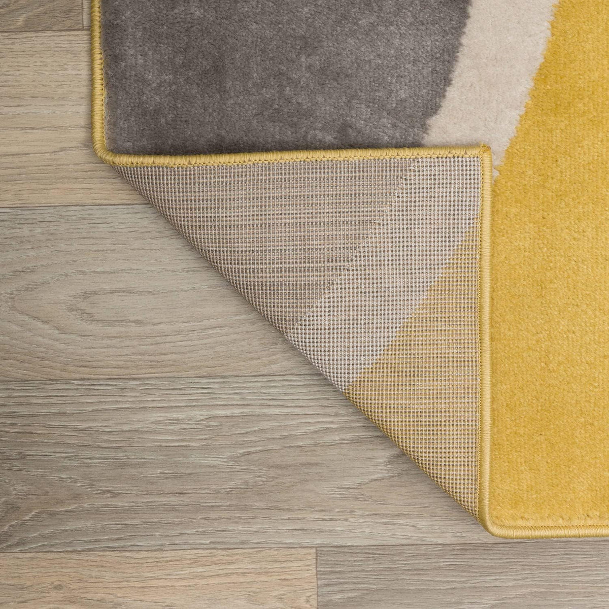 Abstract Circles Contemporary Jute Backing Round Rug Yellow 6'6"