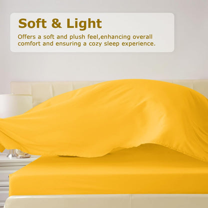 King Size Bed Sheet Set - 4 Piece Soft Microfiber Sheets with Deep Pockets, Cooling Technology, and Wrinkle-Free Pillowcase. Hotel-Quality, Durable Bedding, Spectra Yellow