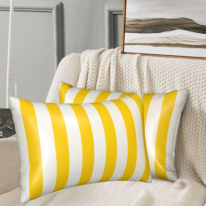 Lemon Yellow Stripes Satin Pillowcase for Hair and Skin,Smooth Cooling Silk Pillow Cases with Zipper Pillow Cover Soft Breathable Pillowcases for Sleeping, Gifts for Women 20"x30"