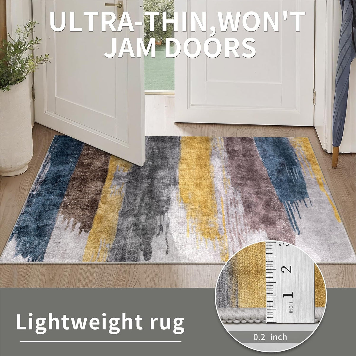 Ciicool 4x6 Area Rugs for Living Room, Modern Abstract Washable Rug Yellow
