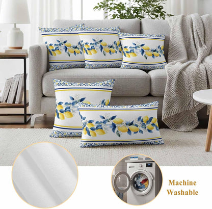 Summer Lemon Outdoor Pillow Covers Pack of 2 Lemon Flower Mediterranean Waterproof Garden Farmhouse Cushion Cases Decorative for Patio Furniture Balcony Couch Sofa 20 x 12 Inch
