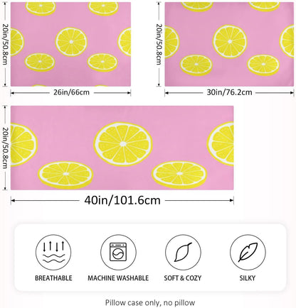 Yellow Lemons Satin Pillowcase for Hair and Skin, Soft Breathable Pillow Case Anti-Wrinkle Cooling Silk Pillow Cover with Envelope Closure for Bedroom, Standard 20 x 26 Inches